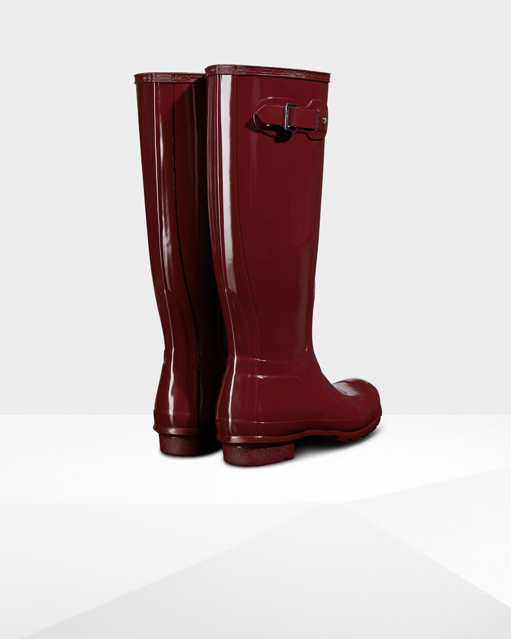 Hunter Mujer Original Gloss - Botas de Lluvia Gris Rojas - 857-QGEMST